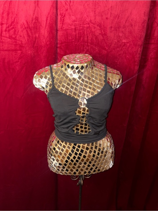 Other Tops - Black Ruched Ring-Front Tank Top
